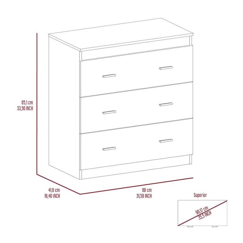 FM Furniture Burlington Dresser with 3 Drawers
