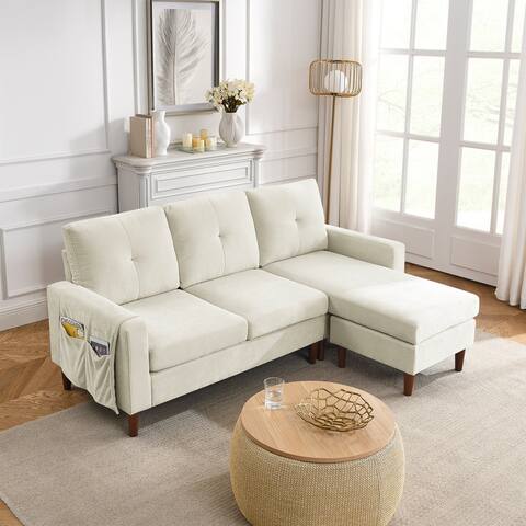 Convertible Sectional Sofa Couch with Removable Cushions and Pocket