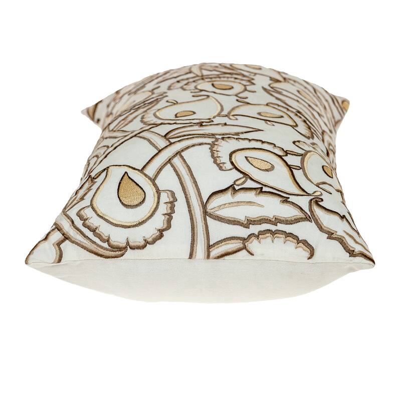 Floral Rectangular Throw Pillow - 14" x 24" - White and Brown