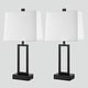 preview thumbnail 15 of 20, Set of 2 Black Touch Control Table Lamps with White Rectangular Shades, USB Ports & AC Outlet