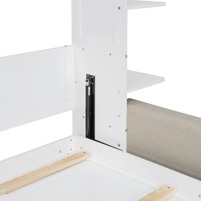 White Queen Size Wall Bed with Sofa, Space-Saving Foldable Design