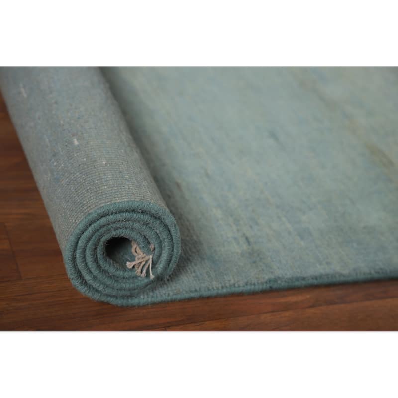 Blue Modern Gabbeh Oriental Foyer Rug Solid Handmade Wool Carpet - 3'4"x 4'9"