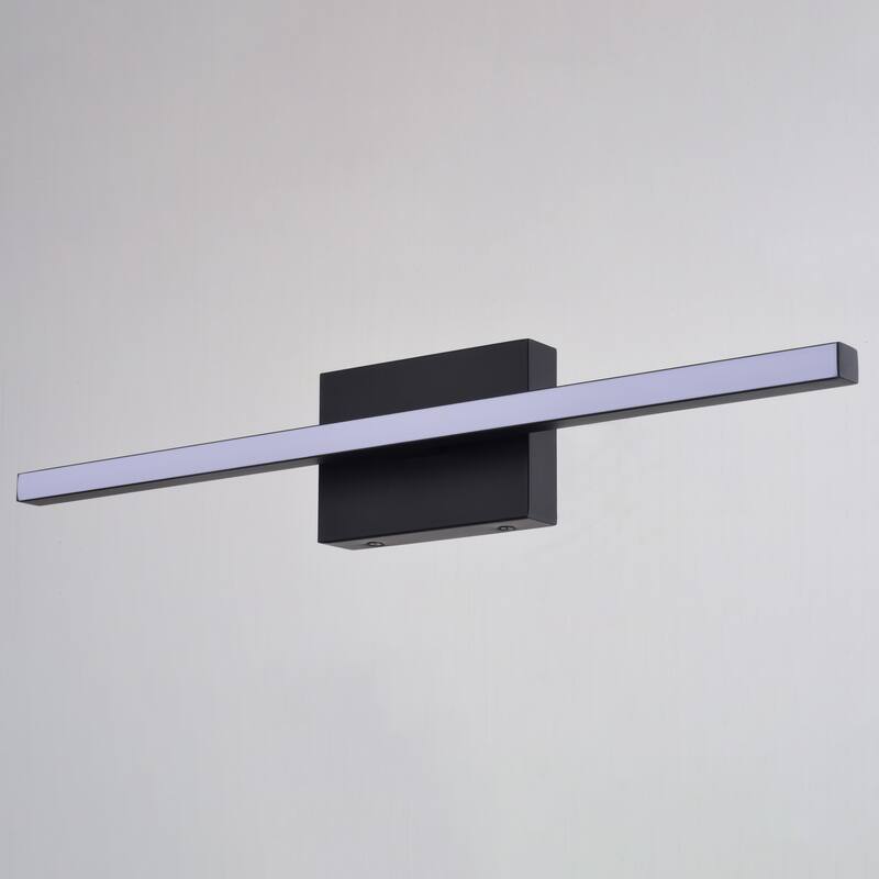 Ashburn 24 in. Integrated LED Matte Black Bath Bar Vanity Light White Shade - 24-in W x 4.25-in H x 3-in D