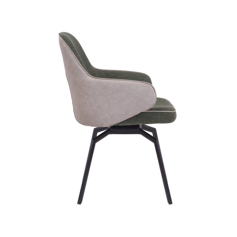 Porthos Home Urki Swivel Fabric and PU Leather Accent Chair with Steel Legs