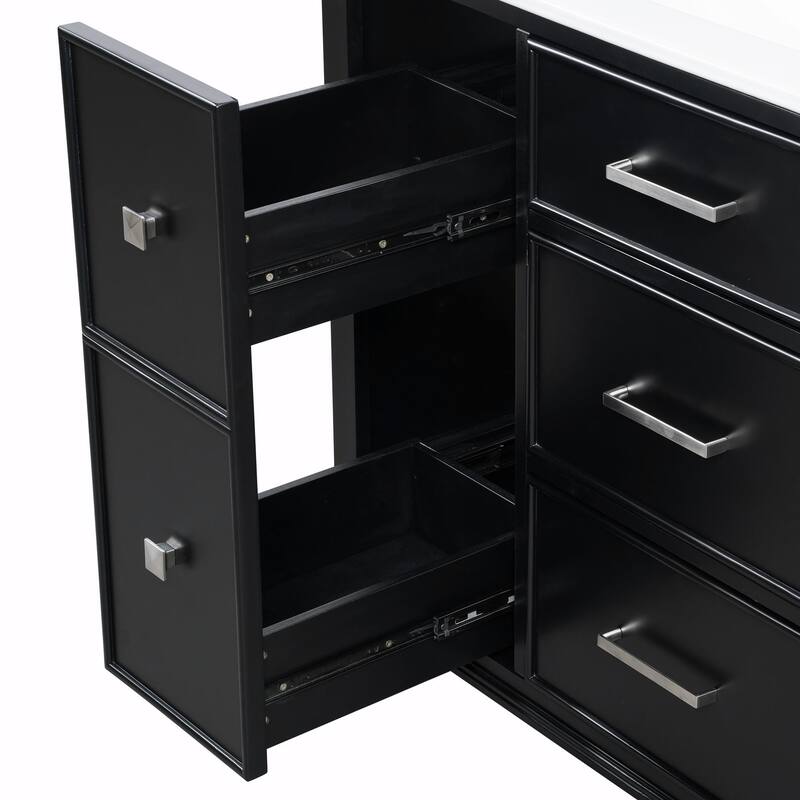 30" Bathroom Vanity with Ceramic Sink, Flip-Out Plumbing Drawer, Soft Close Doors & Drawers