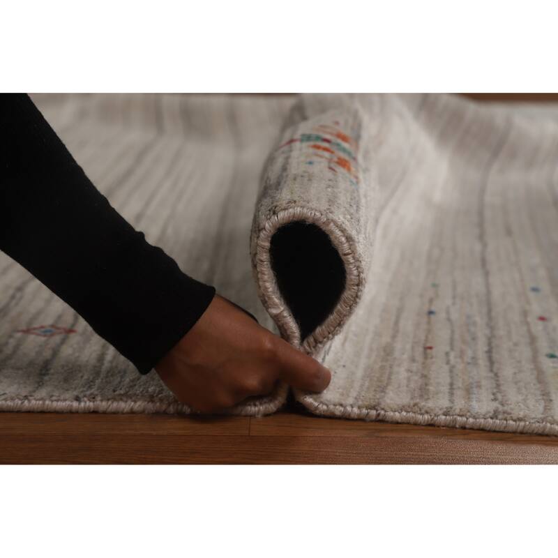 Hand Knotted Oriental 100% Wool Carpet Tribal Tribal Greys & Charcoal Gabbeh Area Rug - 10' 1'' X 8' 1''