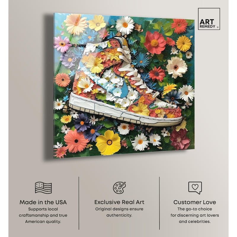 Painted in Floral Sneaker Acrylic by Art Remedy, Ready to Hang