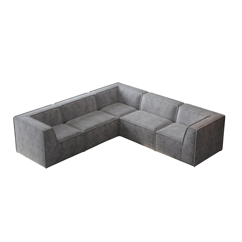 L Shape Sectional Sofa 5pc Loveseat Sofa Chenille Modular Sleep Couch Bed for Livingroom Recliner Sofa Floor Upholstered Daybed