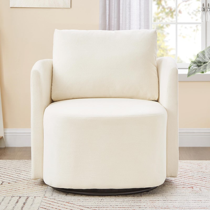 360° Swivel Chair, 29.9" Accent Barrel Armchair, Upholstered Swivel Sofa Chair with Curved Design