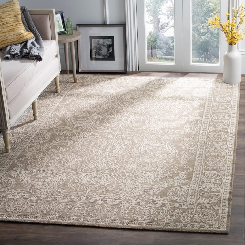 SAFAVIEH Hand-knotted Chester Zizi Oriental Wool Rug - 9' x 12' - Stone Grey/Pearl - Rectangle