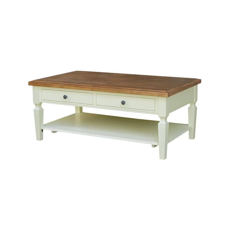 Vista Solid Wood Coffee Table - 48"W x 28"D x 20"H - Hickory/Shell