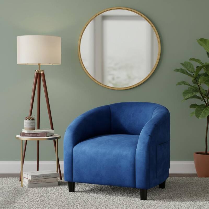 Boucle Fabric Barrel Chairs, with Soft Cushion