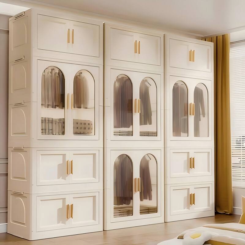 Folding Wardrobe with Magnetic Door Plastic Storage Cabinet
