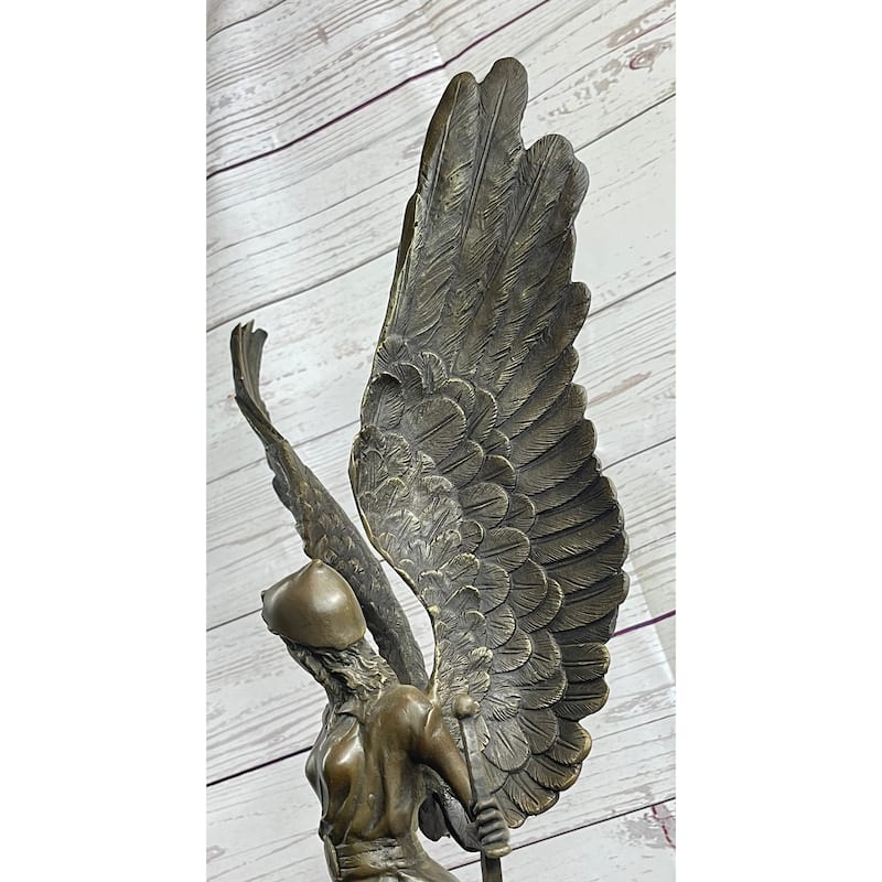 Angel With Sword Clical Bronze Statue Sculpture Signed Art Indoor Outdoor 25 Inches X 8 Inches