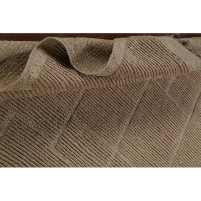 Hand Knotted Oriental 100% Wool Carpet Modern All-Over Beige & Ivories Moroccan Area Rug - 12' 2'' X 9' 0''