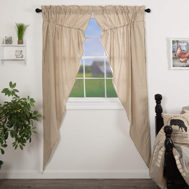Sawyer Mill Ticking Stripe Prairie Panel Set 84x36 - Prairie Panel 84x36