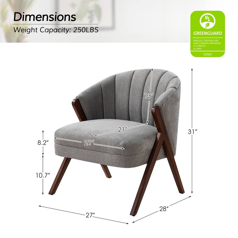 Vivian Mid-century Barrel Chair with a Scalloped Back Set of 2 by HULALA HOME