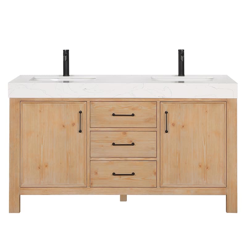 Leon 60 in. Double Bathroom Vanity with Composite Stone Top
