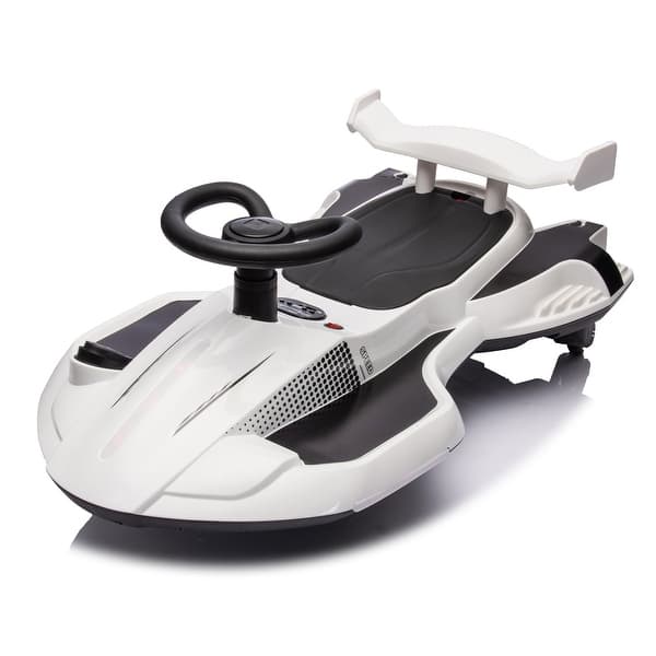 slide 2 of 53, Drift & Spin Ride-On Toy, 12V Electric Car w/ 360° Rotation, Spray Function, LED Lights, Bluetooth, Ages 3+ White