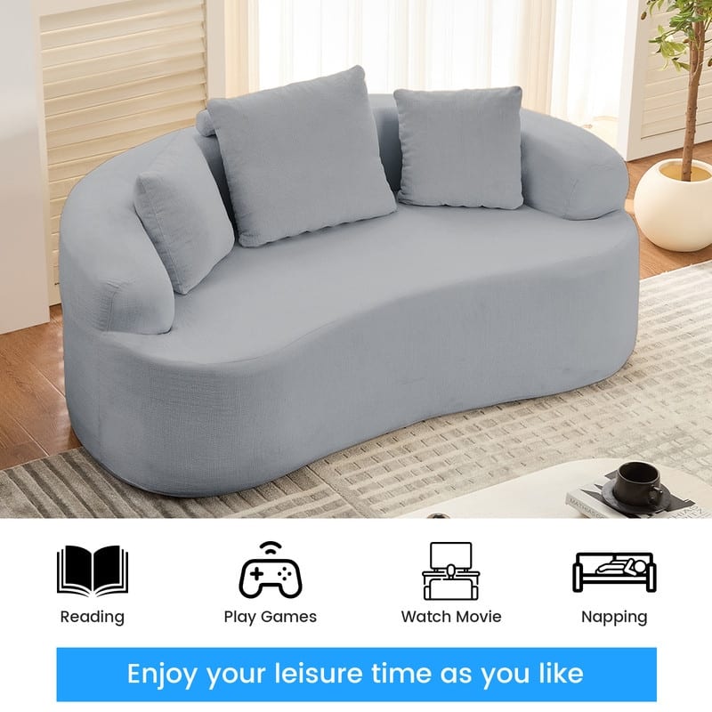 Mixoy Compact Loveseat Sofa with Chenille Upholstery,No Assembly Curved Couch for Small Spaces,Apartment