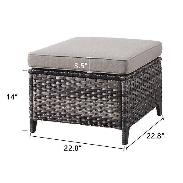 Outdoor Wicker Ottoman Patio Rattan Furniture Ottoman with Cushion