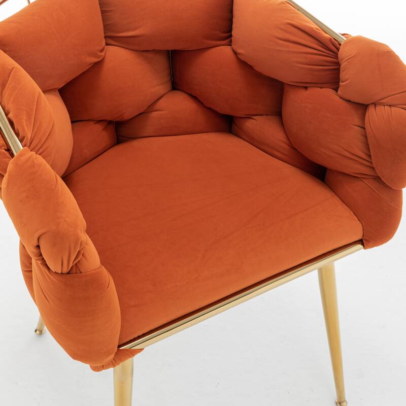Modern 28.7" Velvet Upholstered Accent Chair with Gold - Plated Metal Legs
