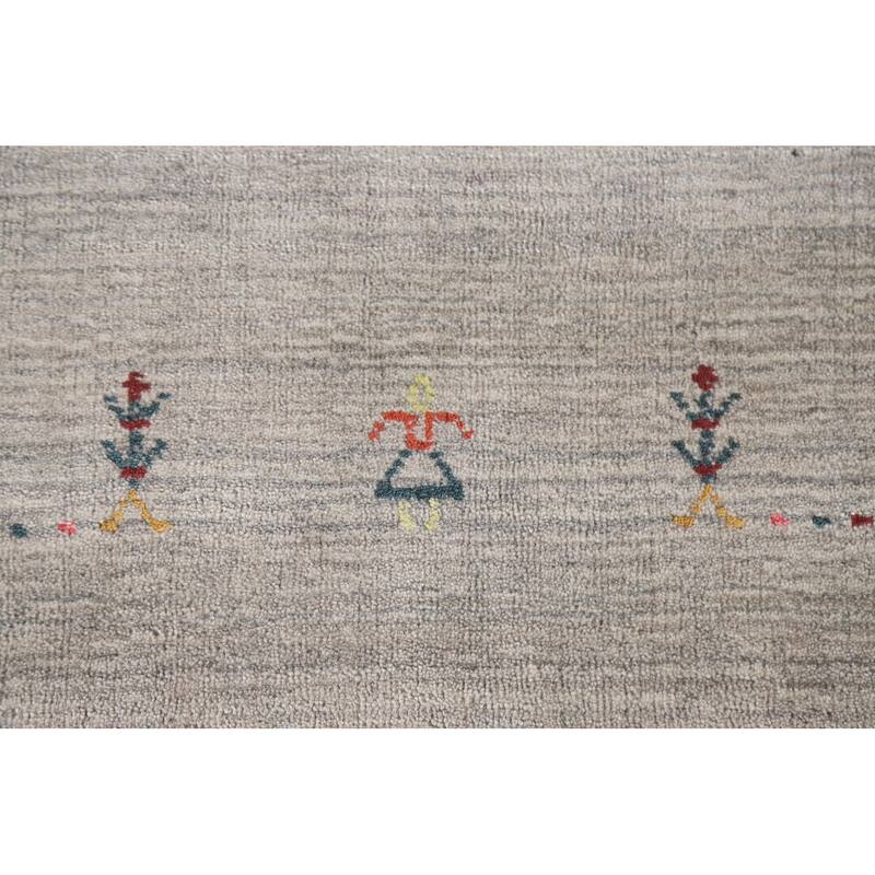 Gabbeh Oriental Area Rug Hand-Knotted Wool Carpet - 8'0"x 9'8"