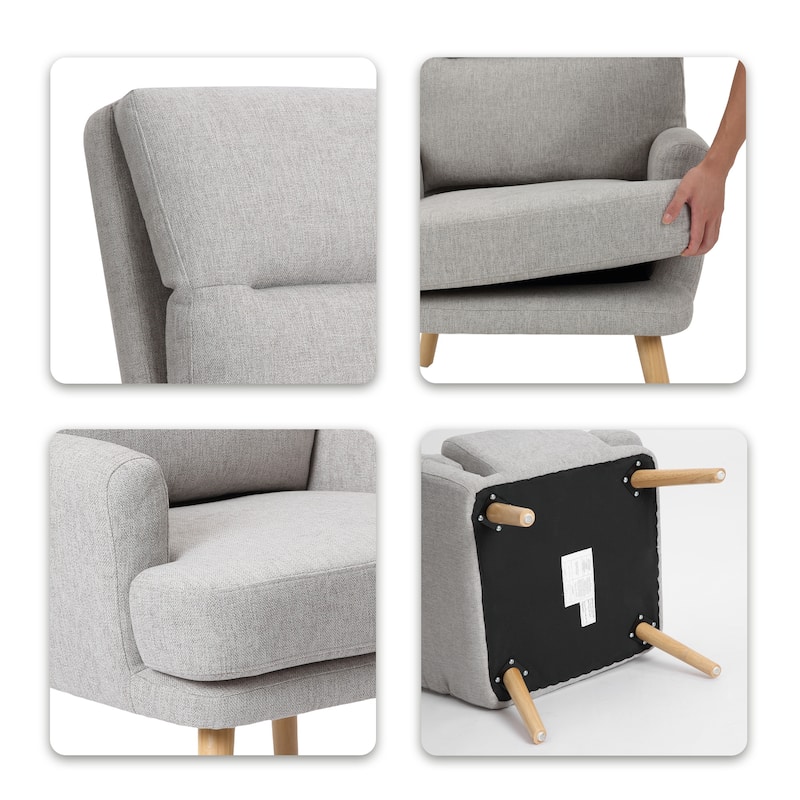 Textile Accent Chair with Ottoman