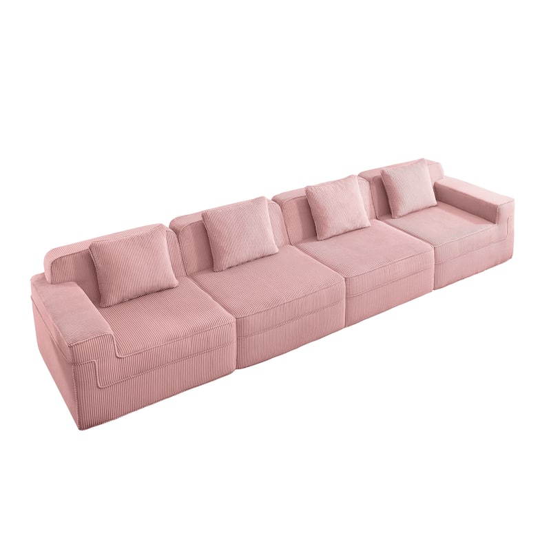 GDFStudio - Modular 4-Seater 153.5" Corduroy Boneless Cloud Sofa