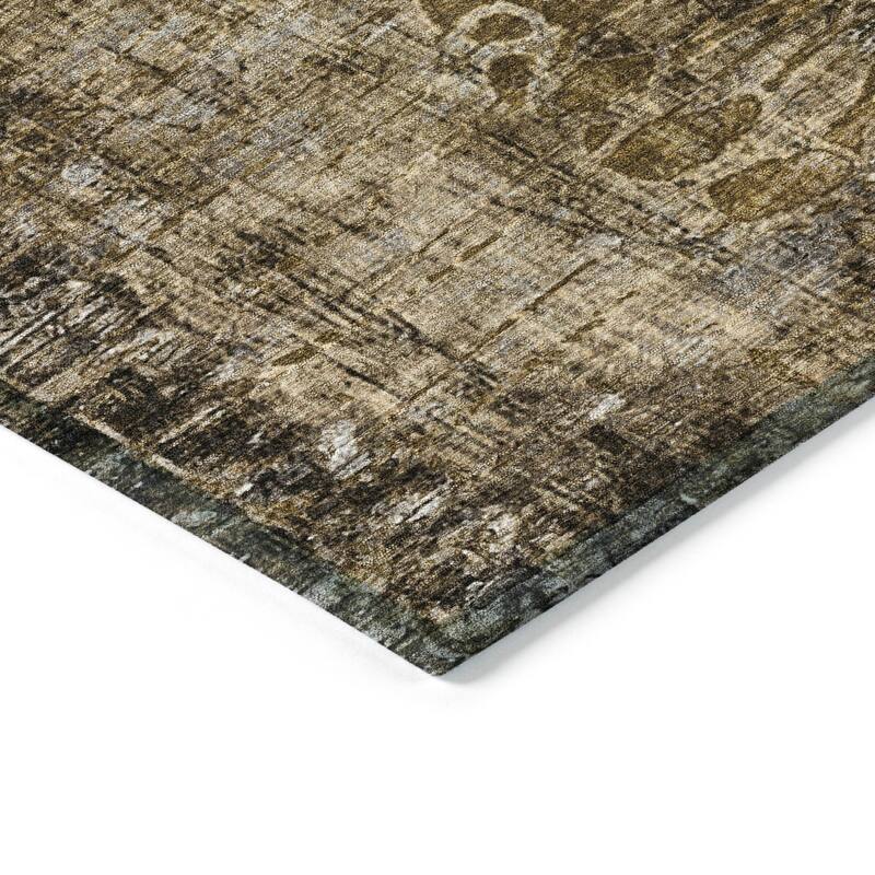 Machine Washable Indoor/ Outdoor Modern Floral Chantille Rug