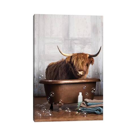 iCanvas "Highland Cow In The Tub" by Domonique Brown Canvas Print