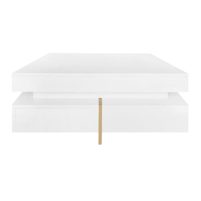 Harper&Bright Designs Multi-Storage Square Gloss Coffee Table