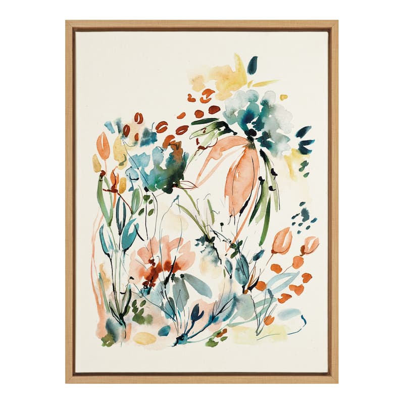 Kate and Laurel Sylvie Awaking Peach Framed Canvas by Sara Berrenson - 18x24 - Plastic - Natural