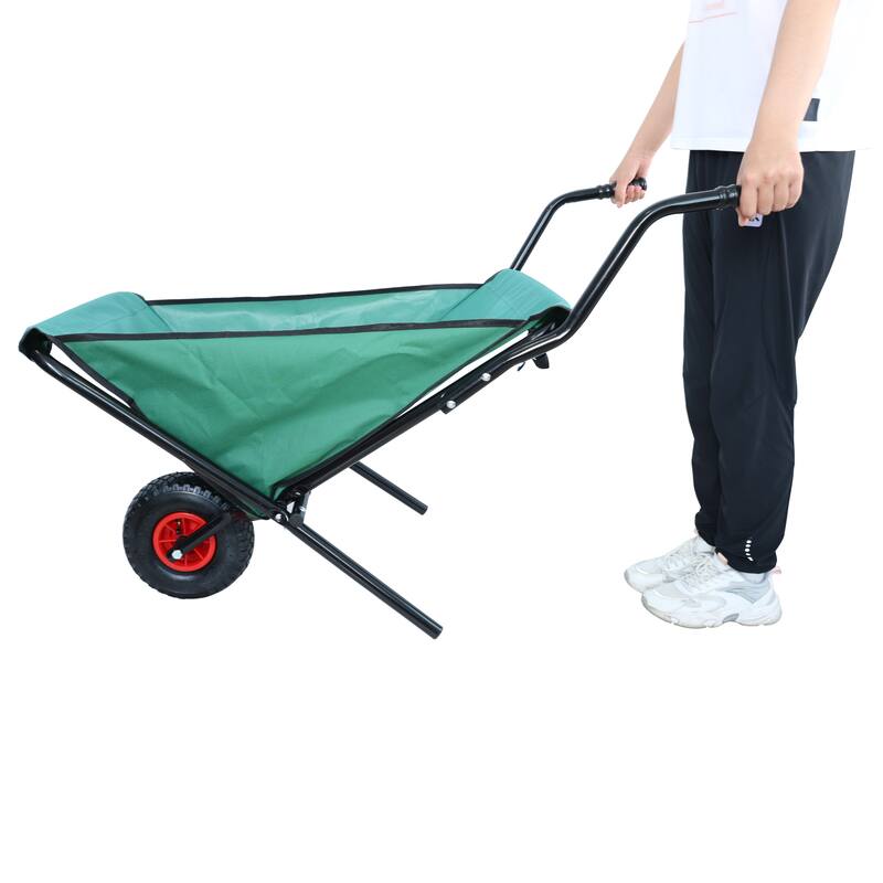 Folding Collapsible Wheelbarrow - 176lb Capacity Lightweight Garden Cart with 10" Tire, Green
