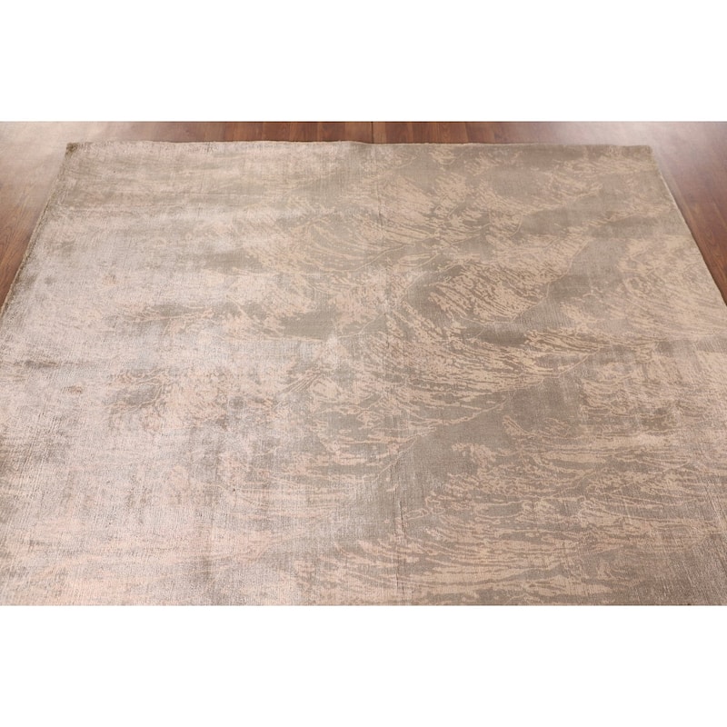 Abstract Indian Area Rug Handmade Wool Carpet - 5'7"x 7'8"