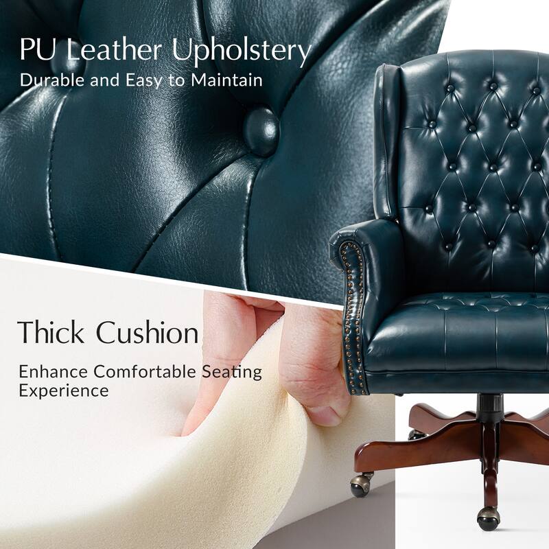 Maximiliano Modern Swivel Executive Chair with Tufted Back by HULALA HOME