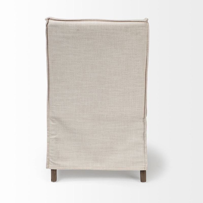 Elbert II Cream Fabric Slip-Cover w/ Brown Solid Wood Frame Dining Chair - 23.5"W x 22"D x 35.5"H
