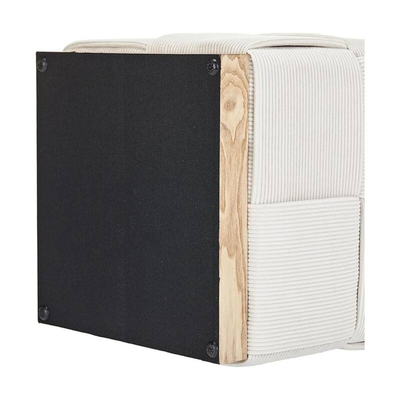 Esme Checker Weave Corduroy Accent Stool with Soft Fabric