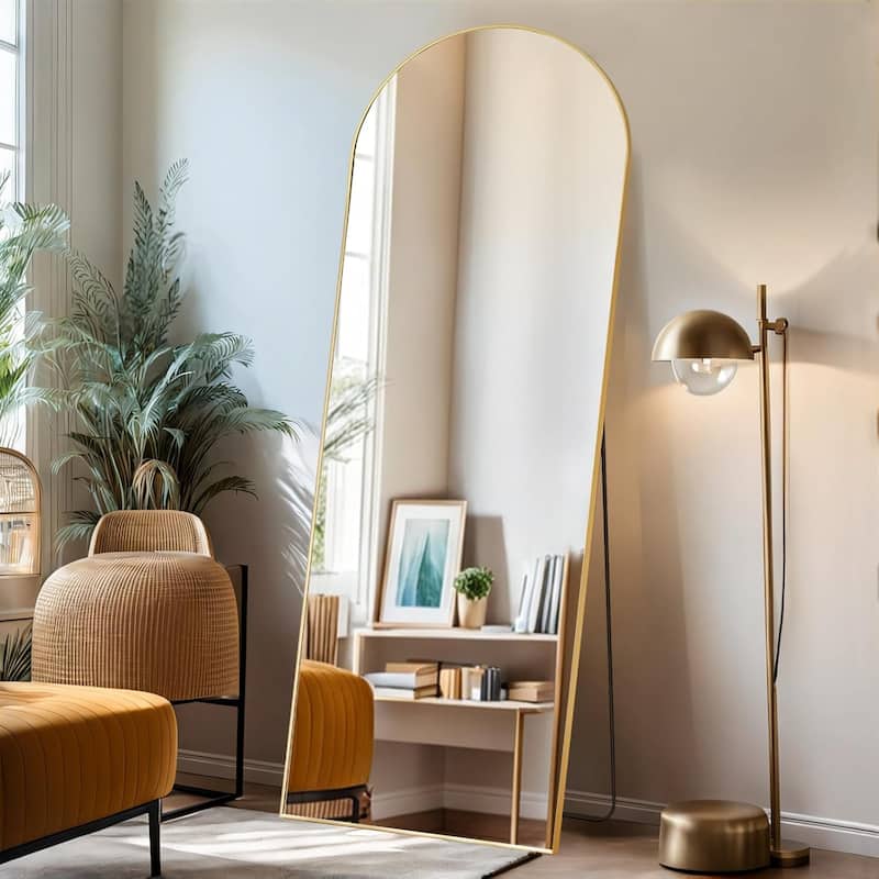 Full Length Mirror with Stand, Floor Mirror with Aluminum Alloy Frame for Bedroom, Standing Full Body Mirror for Wall, Cloakroom