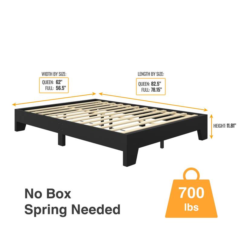 Wood Platform Bed and Mattress Bundle - Bed Frame with 8 in. Gel Memory Foam Mattress Included, Easy Assembly