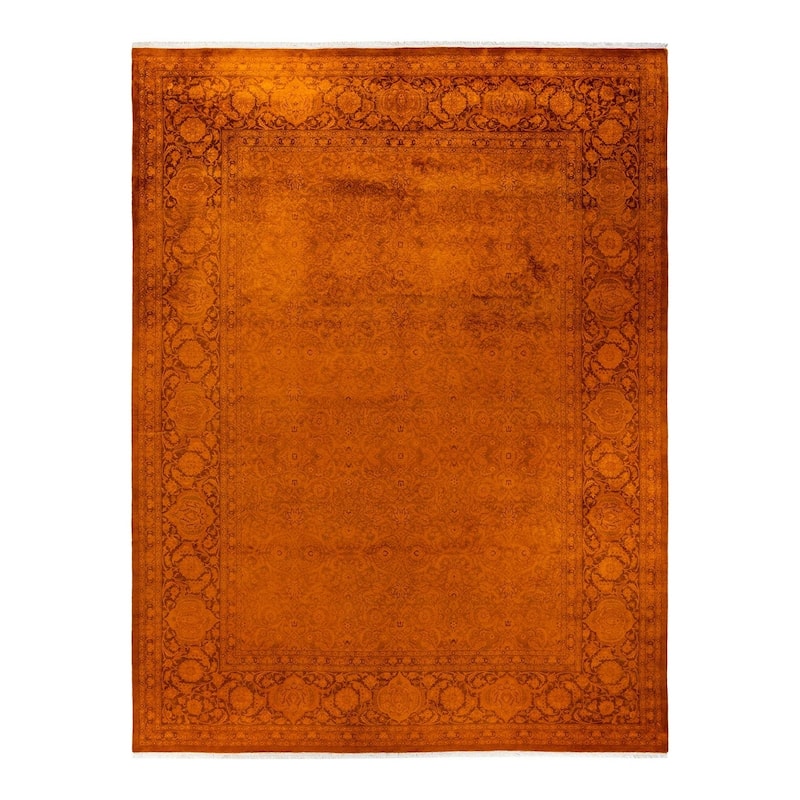 Fine Vibrance, One-of-a-Kind Hand-Knotted Area Rug - Gold, 9' 3" x 12' 3" - 9' 3" x 12' 3"