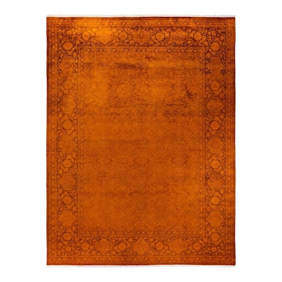 Fine Vibrance, One-of-a-Kind Hand-Knotted Area Rug - Gold, 9' 3" x 12' 3" - 9' 3" x 12' 3"