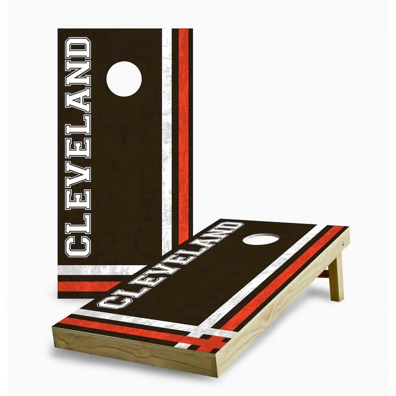Cleveland Browns Multi Stripe Cornhole Game (Choose Wraps or Boards) - 2x4 Boards (24" x 48") - Include ALL Accessories