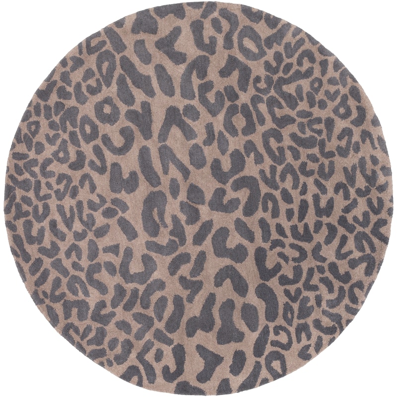 Hand-tufted Jungle Animal Print Round Wool Area Rug