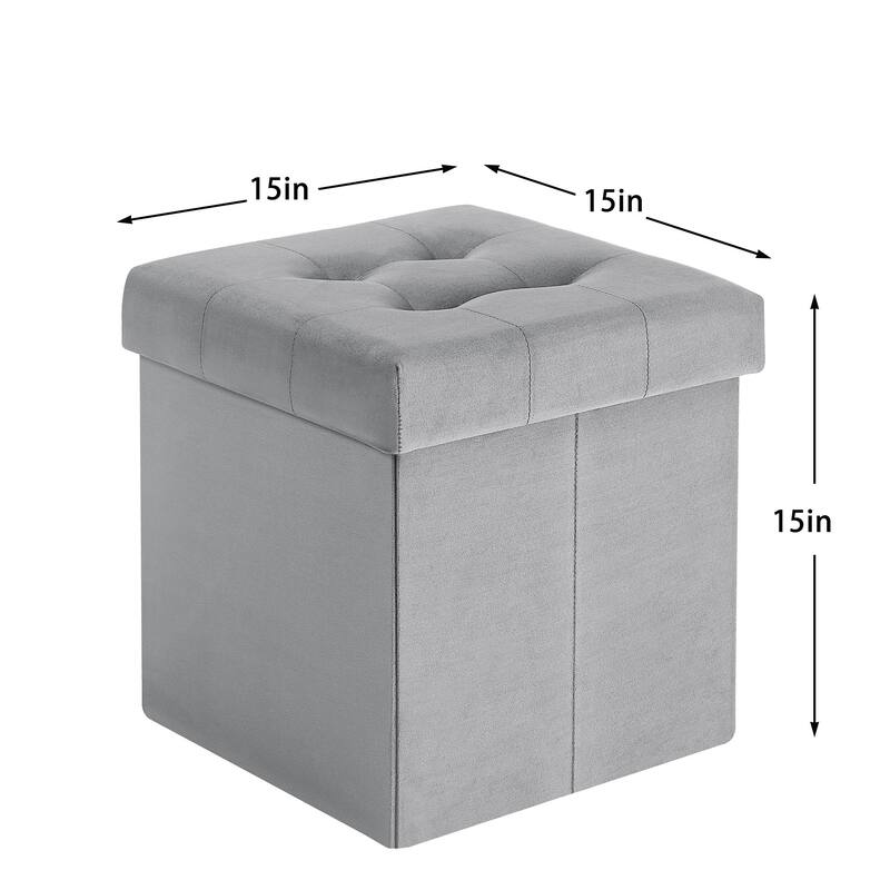 VECELO Modern Folding Tufted Square Storage Ottoman Foot Rest