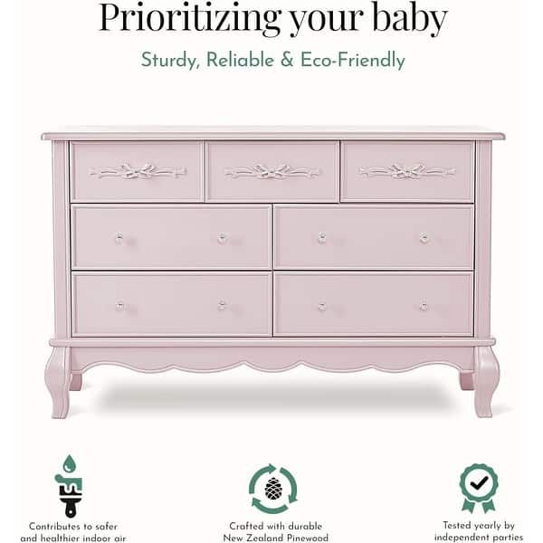 Evolur Aurora Pink Wood Seven-drawer Double Dresser - Bed Bath & Beyond - 12079232 Evolur Aurora Pink Wood Seven-drawer Double Dresser - Bed Bath & Beyond - 12079232