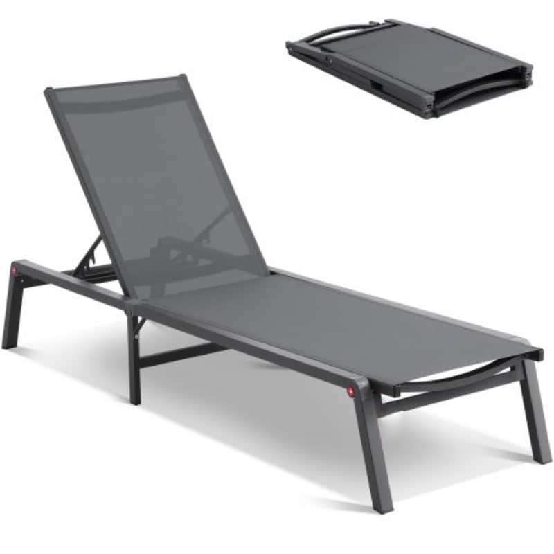 5-Position Adjustable and Foldable Chaise Lounge Chair with Aluminum Frame Perfect for Outdoor Use - 71.65" x 23.43" x 34.84"