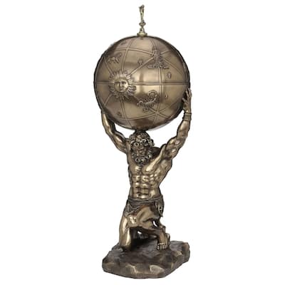 Veronese Design 25.2" H "ATLAS CARRYING THE EARTH" TALL BOX Cold Cast Bronze