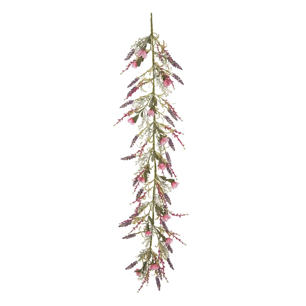 Transpac Plastic 61" Multicolor Spring Twig Lavender and Blossom Garland