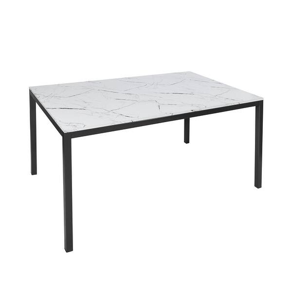 59.1'' Dining Table Marble color table top with black leg Bed Bath & Beyond 36798612